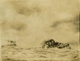 German warship Nurnberg, sunk December 1914 at Battle of the Falklands by HMS Kent (on right)