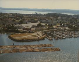 Aerial view of West Bay Marina and Work Point Barracks