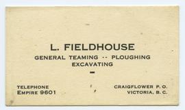 Business card of L. Fieldhouse