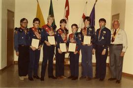 Boy Scouts with certificates