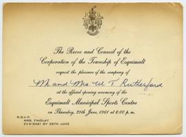 Invitation to opening of the Esquimalt Municipal Sports Centre