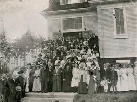 Congregation on steps of Esquimalt United Church