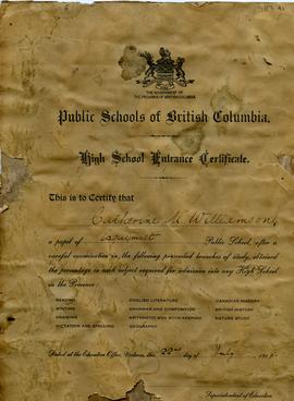 High School entrance certificate