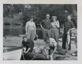Jack Weber, Marg Weber, and other Yarrows employees at Anchorage Boat House on a fishing trip at ...
