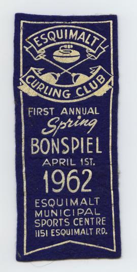Felt badge denoting the Esquimalt Curling Club's first annual spring bonspiel, April 1, 1962