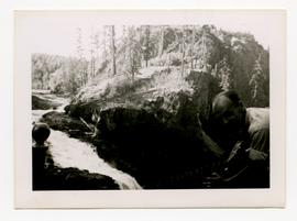 Arthur Harrop posing by Elk falls