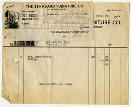 Invoice for Captain John Bowden's from The Standard Furniture Co.