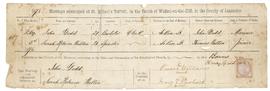Marriage certificate between John Dodd and Sarah Walton, England, 1878