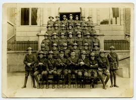 Army cadets on the steps of Lampson Street School