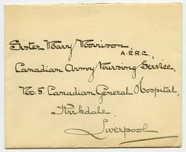 Envelope addressed to Sister Mary Morrison