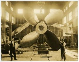 Ships propeller being repaired, possibly Victoria Machinery Depot