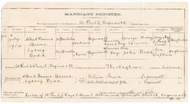 Marriage certificate for Sydney Dodd and Albert Francis Spencer at St. Paul's Church, Esquimalt