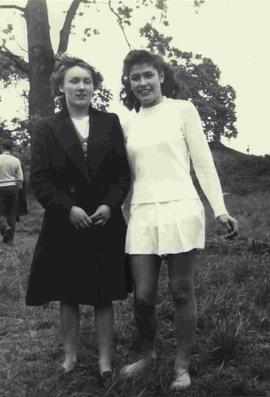 Sheila Burnett and unidentified friend at Sports day