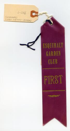 Esquimalt Garden Club first place ribbon