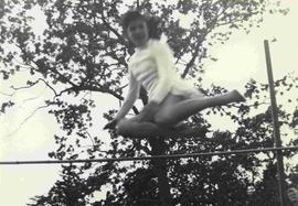 Unidentified female in broad jump, Sports day, Esquimalt High School
