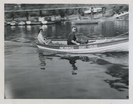 Marg and Jack Weber in a boat, Marble Bay