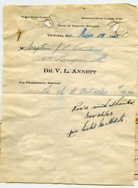 Prescription for Captain J. L. Bowden from Dr. V. L. Annett