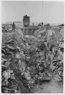 Trench for main discharge tunnel looking southwest