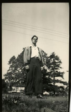 Bill Stephenson behind Esquimalt High School