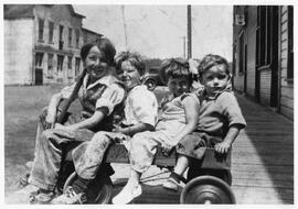Children sitting in wagon