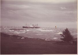 Ship (maybe oiltanker) off of Saxe Point