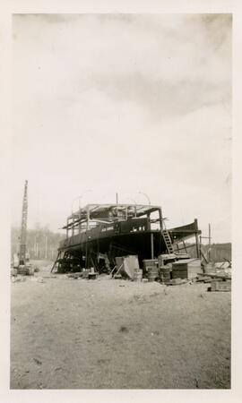"Jacob Henkel" ferry under construction by Yarrows employees at Francois Lake