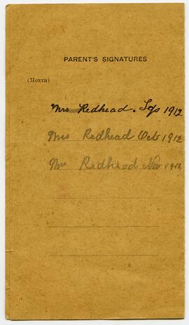 Back; Parent's signatures
