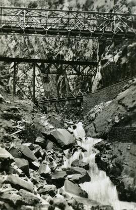 Bridges over large gorge, Peru