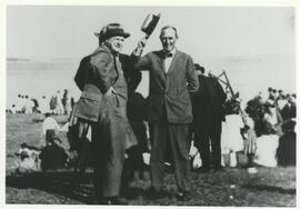 R.H. Pooley with his hat raised at a Conservative picnic in Sooke