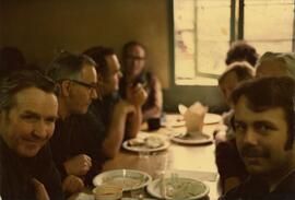 Yarrows employees having Christmas dinner, Michael Weber (right)