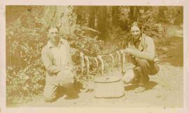 Frederick (Fred) Thomas Scafe [left] and  Harry (Rollie) Mercer with their catch of fish