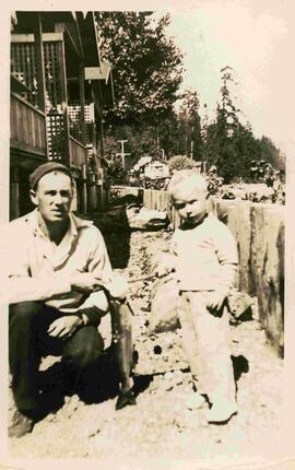 Fred Scafe & Allan Mercer (child), with their catch of the day, May 24, 1936