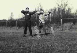 Jim Findlay & Bruce Jubb on archery range, Bullen Park