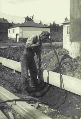 Sammy Tongue working on Craigflower Road construction