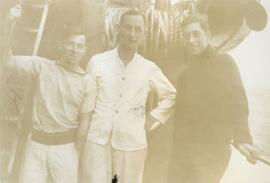 Sailors aboard ship, "Bunky, G. Munder, Jim Robb"