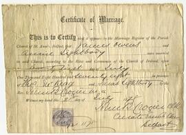 Marriage Certificate for Jacob Owens and Annie Lightbody, 1898