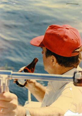 Norm Martin in a boat
