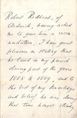 Front of letter