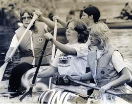 Paddlers in the Great Inner Tube Race