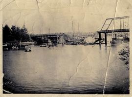 View of collapsed section of Point Ellis Bridge