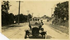 Military group in touring car