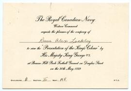 Invitation to view the Presentation of the King's Colour at Beacon Hill Park