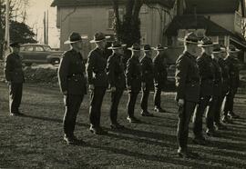 B.C. Provincial Police officers on grounds of Christ Church Cathedral