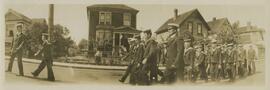 Navy cadets on parade, possibly in James Bay, Victoria