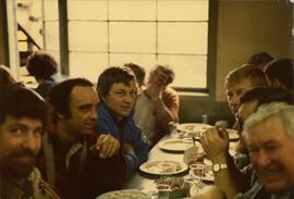 Yarrows employees at Christmas dinner, Alf Jenkins (right)