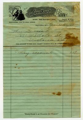 Sweetheart florists invoice