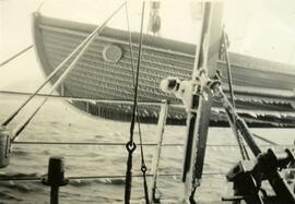 Ice on lifeboat of HMCS Chignecto