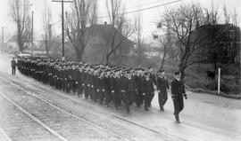 Military Parade on Esquimalt Road at Fraser Street ca. 1930