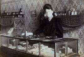Minnie Stanner in her shop