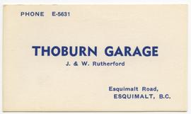 Thoburn Garage business card